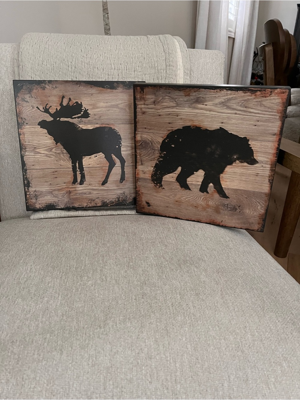 Rustic Black Moose & Bear Silhouette Wall Art Set